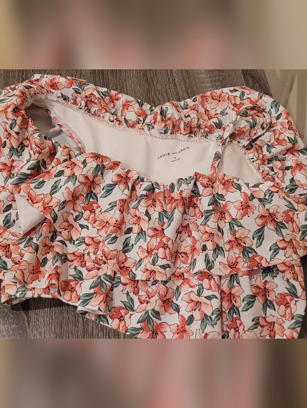 Janie And Jack Floral Ruffle Two-Piece Bikini Set - Size 12 - Picture 2 of 7